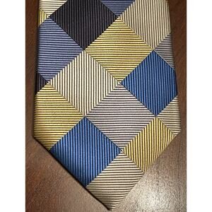 John Sparks Blue Gold Hand Made 100 Polyester Men’s Neck Tie Made In China